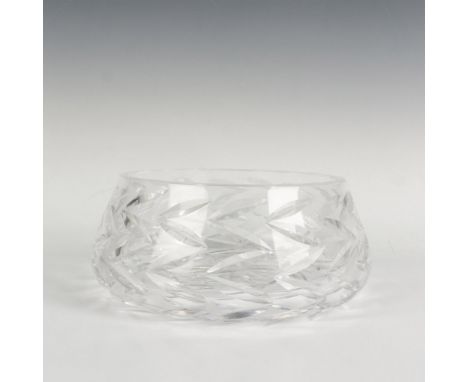 Beautiful hand-cut crystal bowl with stylish zig-zag pattern. This item has its original box which measures 9.75"L X 9"W X 4.