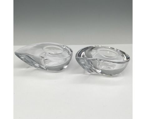 Lovely clear crystal in the shape of a raindrop. Orrefors mark. One item has its original box: 4.5"L x 4.5"W x 2.25"H. Artist
