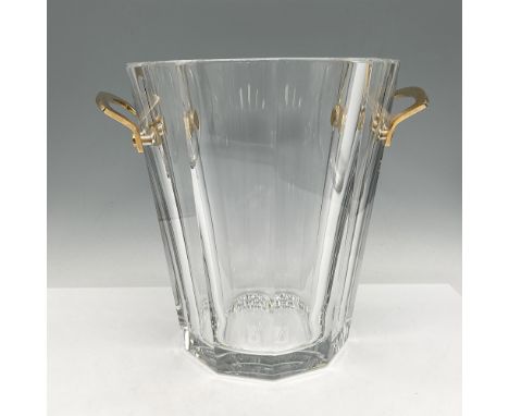 Distinctive, elegant cut crystal bucket with gilded bronze handles. Baccarat Crystal acid mark. Issued: c. 1980Dimensions: 9.