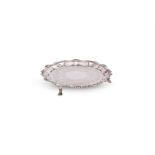 A GEORGE II SILVER SHAPED CIRCULAR WAITER