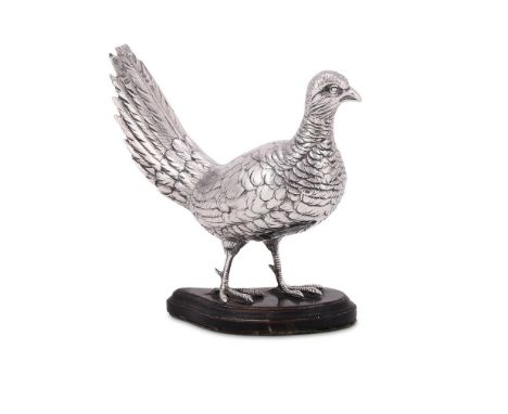 A SILVER MODEL OF A COCK PHEASANT SPONSOR'S MARK FOR BERTHOLD MULLER, IMPORT MARK FOR LONDON 1911 16.5cm (6 1/2in) long Mount