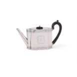 A VICTORIAN SILVER SHAPED RECTANGULAR TEAPOT