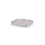 A SILVER SHAPED SQUARE SALVER