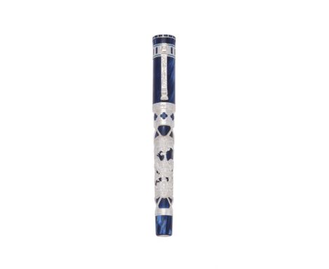 MONTEGRAPPA, 220TH ANNIVERSARY OF IL TEATRO LA FENICE DI VENEZIA A LIMITED EDITION SILVER COLOURED AND BLUE CELLULOID FOUNTAI