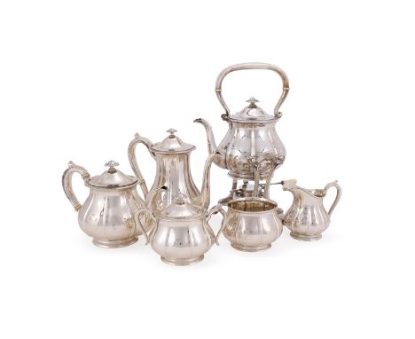 Y&nbspAN AMERICAN SILVER SIX PIECE LOBED BALUSTER TEA AND COFFEE SERVICE ARUTHER J. STONE, GARDNER, MASSACHUSETTS, CIRCA 1927