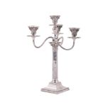 A VICTORIAN SILVER FOUR LIGHT CANDELABRUM