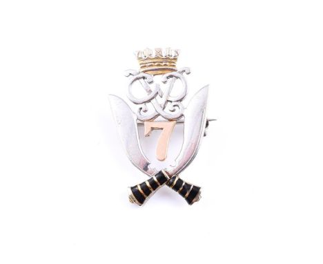 REGIMENTAL INTEREST, 7TH GURKHA RIFLES (DUKE OF EDINBURGH'S OWN), A 9 CARAT GOLD BROOCH  BIRMINGHAM 1972 The two colour insig