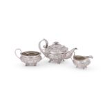 Y A GEORGE IV SILVER THREE PIECE TEA SET