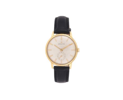 ZENITH  A GOLD COLOURED WRIST WATCH, NO. 498A787, CIRCA 1965Movement: Cal. 2531, manual wind, 19 jewels Case: Gold coloured c