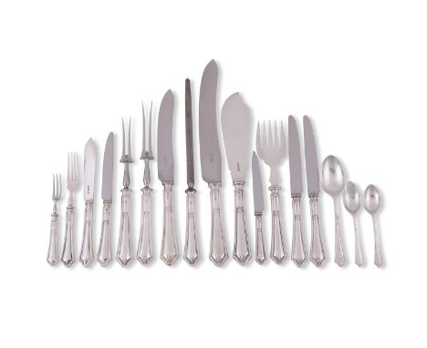 A SILVER PART TABLE SERVICE C. J. VANDER LTD., SHEFFIELD 1962. 1963 AND 1970 Comprising: Three side forks Three table spoons 