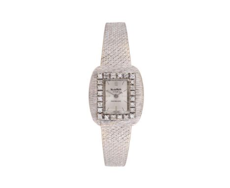 WONDER WATCH A LADY'S WHITE GOLD COLOURED AND DIAMOND COCKTAIL WATCHMovement: Swiss manual wind, 17 jewels Case: White gold c