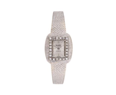 WONDER WATCH A LADY'S WHITE GOLD COLOURED AND DIAMOND COCKTAIL WATCHMovement: Swiss manual wind, 17 jewels Case: White gold c