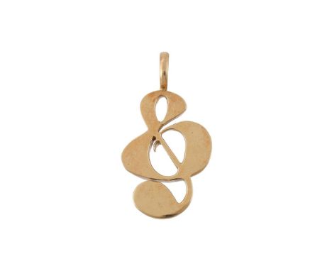 THEO FENNELL, AN 18 CARAT GOLD CLEF PENDANT  LONDON 1988 The polished and pierced clef pendant with a polished bale, the reve