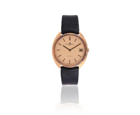 Y&nbspBAUME & MERCIER, BAUMATIC, REF. 35114 A GOLD COLOURED WRIST WATCH WITH DATE, NO. 817496, CIRCA 1970Movement: Cal. BM 12