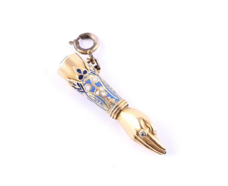 S.MORDAN & CO., AN EARLY VICTORIAN NOVELTY HAND PROPELLING PENCIL  CIRCA 1842 The gold hand with a rose cut diamond accented 