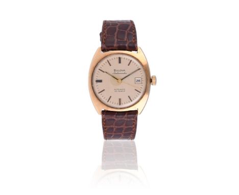 BULOVA, AMBASSADOR, REF. 779-1 A 9 CARAT GOLD WRIST WATCH WITH DATE, CIRCA 1971Movement: Automatic, 23 jewels Case: 9 carat g