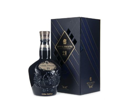 CHIVAS REGAL ROYAL SALUTE 21 YEARS OLD THE SIGNATURE BLEND SAPPHIRE DECANTER Blended Scotch Whisky 70cl, 40% volume, in box.
