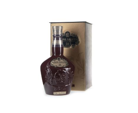 CHIVAS REGAL ROYAL SALUTE 21 YEARS OLD RUBY FLAGON Single Malt Scotch Whisky 70cl, 40% volume, in cloth sack and carton.