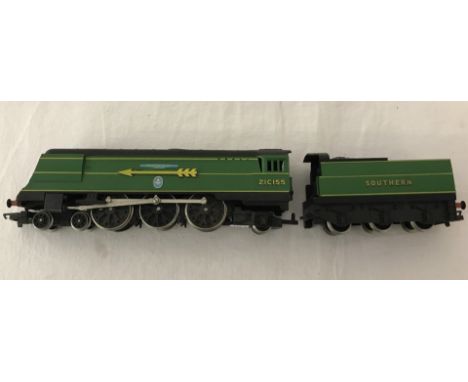 An unboxed Hornby 00 gauge Golden Arrow " Fighter Pilot"  21C155 train and tender.  