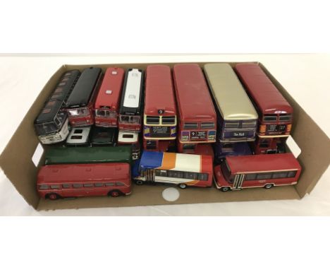 A tray of 13 assorted Corgi buses and coaches of various sizes. To include Corgi Routemaster double decker buses and The orig
