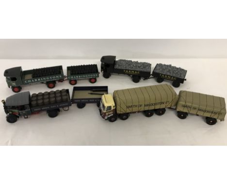 4 Corgi collectable diecast models of vintage haulage trucks with trailers. To include Openshaw Brewery and Carringtons coal 