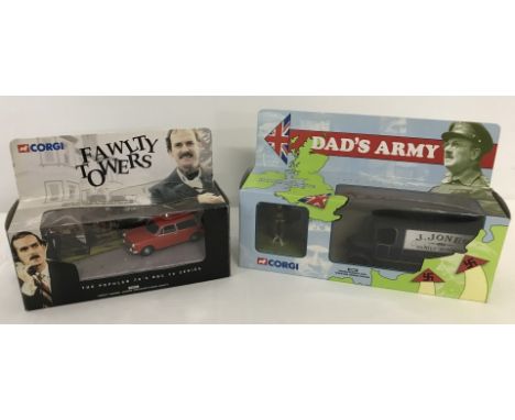 A Corgi Dad's Army vehicle and figure boxed set together with a Corgi Fawlty Towers boxed set. 09002 Thornycroft Van with Mr.