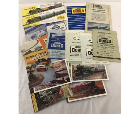 A collection of vintage instruction booklets and leaflets for model railway to include Hornby Dublo. Together with a small qu