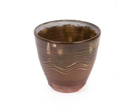 ARR Bernard Leach (1887-1979) St Ives, beaker incised with wavy line decoration, 8cm highPossibly a faint hairline crack from