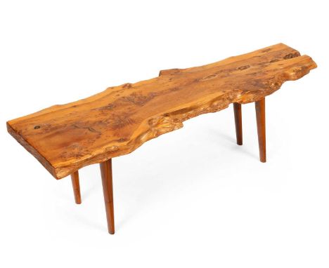 ARR Arthur Basil Reynolds (1903-1960) for Reynolds of Ludlow, a mid 20th Century live edge yew wood coffee table stamped to u