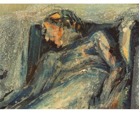 ARR Tom Phillips CBE RA (1937-2022)Portrait of a Sleeping Womanreclining in an armchairsigned lower rightoil on paper laid to