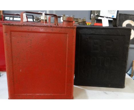 Two vintage petrol cans, Pratts and BP Mototspirit, having original brass caps.  (2)   (B.P. 21% + VAT) 