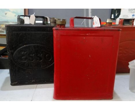 Two vintage petrol cans, Shellmex BP and Esso together with original brass caps.  (2)   (B.P. 21% + VAT) 