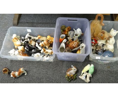 Four boxes of mostly animal figures to include: Sylvac, Coopercraft, Margaret A Cole, Nao pottery, Country Artists and other 