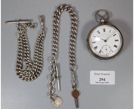 Silver open faced keyless lever pocket watch by 'J G Graves, of Sheffield', having engine turned case together with two silve
