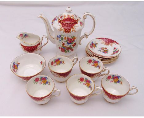Paragon Rockingham part coffee service to include a coffee pot, cups and saucers (14)