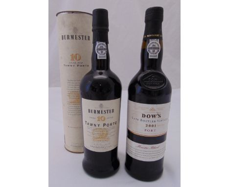 Burmester 10 year old tawny port 75cl in original packaging and Dows 2001 late bottled vintage port 75cl