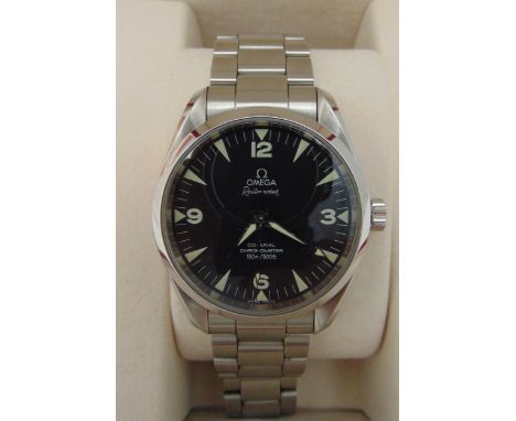 Omega Seamaster Railmaster Chronometer stainless steel with black dial and Arabic numerals to include additional links, origi