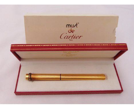 Must de Cartier gold plated roller ball pen in original fitted case