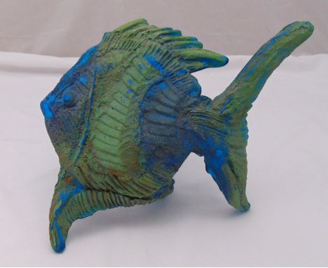 A mid 20th century polychromatic glass model of an exotic fish, 32 x 36 x 18m