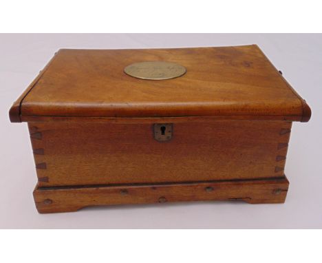 A Regency mahogany rectangular stationery casket with hinged cover and two brass side handles all on four bracket feet, 152 x
