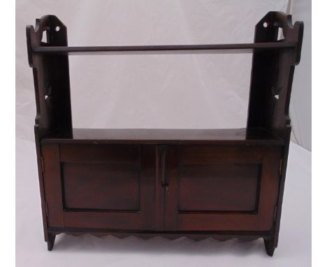 Mahogany rectangular wall hanging cupboard and shelf, 51 x 50cm