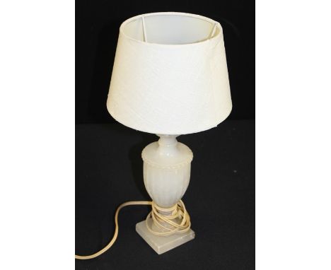 Alabaster table lamp, with a gadrooned body