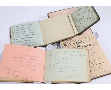 Four early 20th Century autograph and sketch albums, containing paragraphs of verse, drawings, signatures etc. (4)
