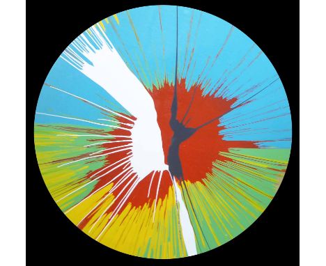 HENRY HADDOCK 'Cycle', enamel on board, signed verso, 120cm diam.