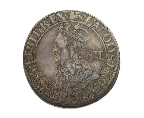 Charles I, York Shilling (1643-4), 5.72g, mm. lion, type 4, obv. finer style bust, rev. EBOR below crowned oval shield, (S.28