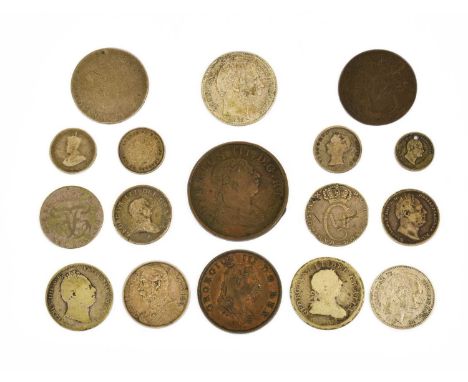 Assorted Caribbean Colonial Coinage, 17 coins comprising; Essequibo &amp; Demarary, one guilder 1809, Fair; one guilder 1832,