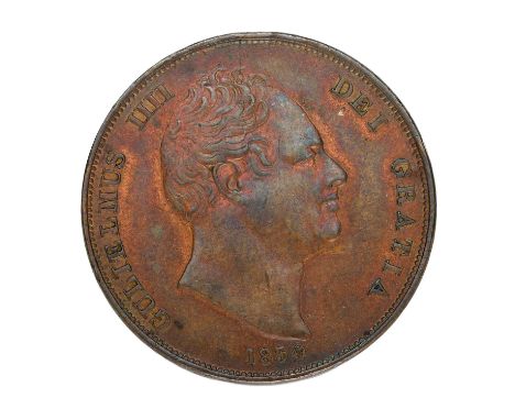 William IV, Penny 1834, (S.3845); Die flaw running from edge to Britannia’s right knee, a couple of minor edge knocks, o/wise