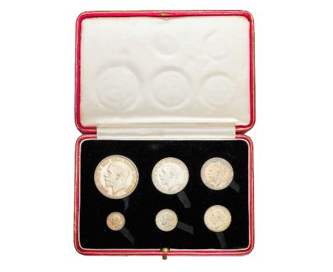 George V, ' New Type' Proof Set 1927; 6 coin set comprising; 'wreath' crown, half crown, florin, shilling, sixpence and three