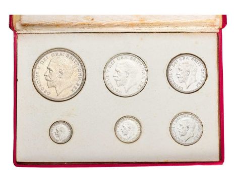 George V, ' New Type' Proof Set 1927; 6 coin set comprising; 'wreath' crown, half crown, florin, shilling, sixpence and three