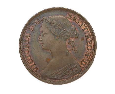 Victoria, Mule Farthing 1860, toothed border/beaded border mule, with four berry obverse, (BMC 1857, S.3958); couple of very 